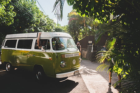 Van, Volkswagen, Cestovanie, výlet, letné, Tropical, retro