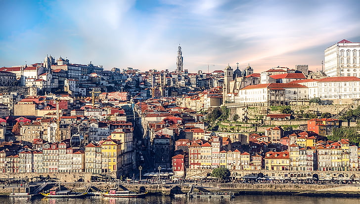 Porto, staden, Portugal, historiska staden, Rio, floden douro, byggnader