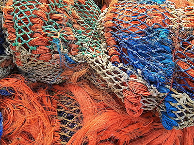 mreža za ribolov, pecanje fischfang, narančasta, Fischer, šarene, Obala, riba