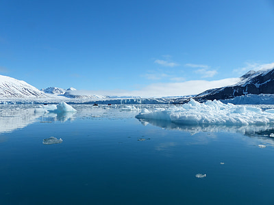 Spitsbergen, ensomhed, tavs, vand, Ice, bjerge, snefald