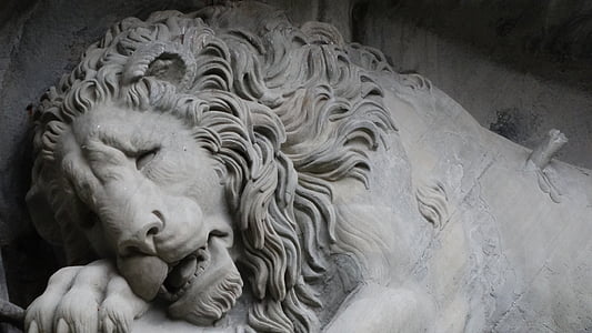 傷ついたライオン, 記念碑, ルーバー, スイス, 像, 彫刻, 歴史