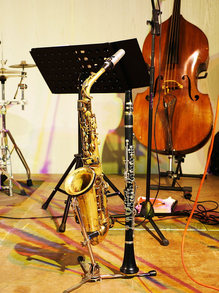 fáze, Jazz, nástroje, prezentace, koncert, relace, živá hudba
