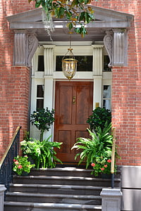 Savannah, Georgië, historische wijk, deur, het platform