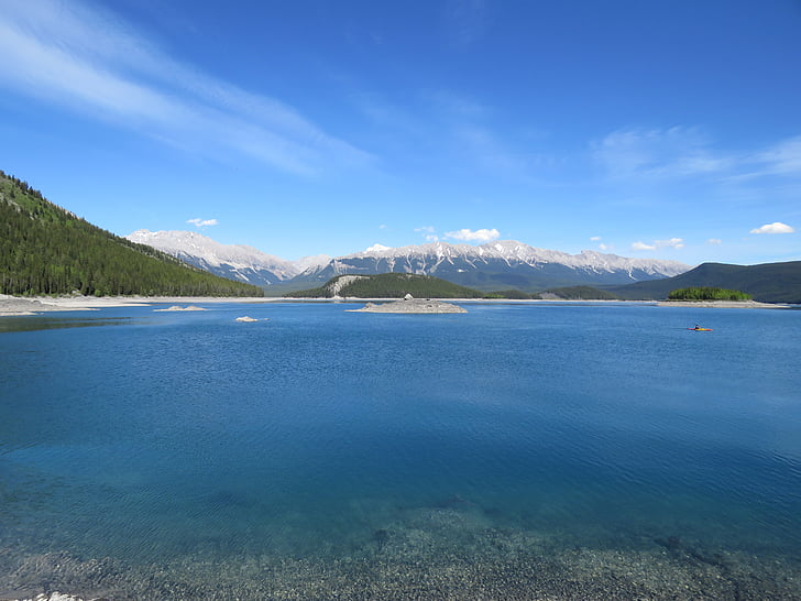 ทะเลสาบบน kananaskis, อัลเบอร์ตา, แคนาดา, kananaskis, ทะเลสาบ, ถิ่นทุรกันดาร, ภูเขา