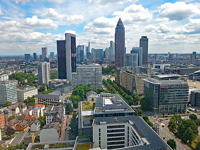 Frankfurt, Hesse, Njemačka, linija horizonta, neboder, programa Outlook, Gradski pejzaž