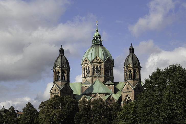 templom, építészet, vallás, München, St lukas, székesegyház, kupola