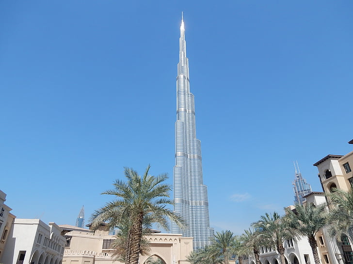 Burj Khalifa, Dubai, Emiraten, het platform, werelds hoogste gebouw, wolkenkrabber, beroemde markt