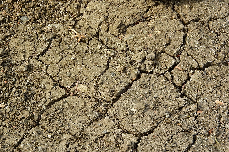 sprakk jorden, tørke, tørr jord, tørre bakken, sprekker i jorden, leire, landbruk