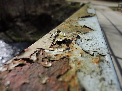 stainless, bridge, railing, old, weathered