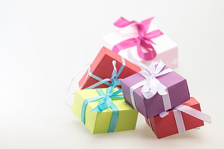 cadeaux, Paquets, faites, boucle, anniversaire de l’enfant, boucle de paquet, Christmas