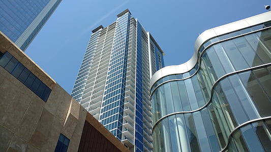 downtown, skyscraper, building, architecture, urban, city, cityscape