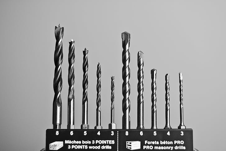 drill, bits, tool, construction, industry, steel, metal