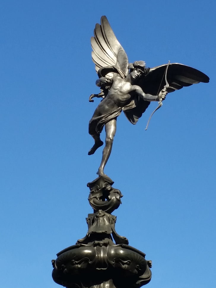 Eros, statue de, amour, a frappé, ciel bleu, Cupidon, romantique