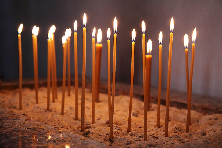 světlé, svíčka, svíčky, křesťan, Vánoční, kostel, tmavý