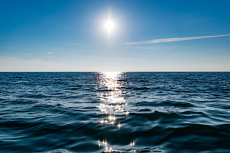 Horizon, oceano, reflexão, mar, Seascape, céu, sol