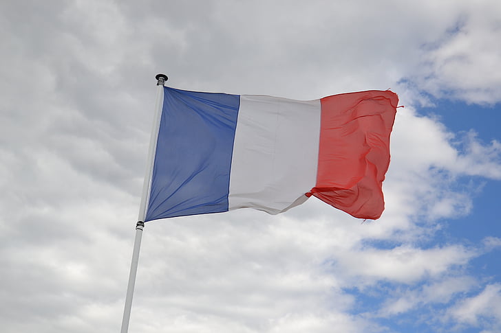 Francúzsko, vlajka, tricolor, vietor, hold, štátna vlajka, francúzskou vlajkou