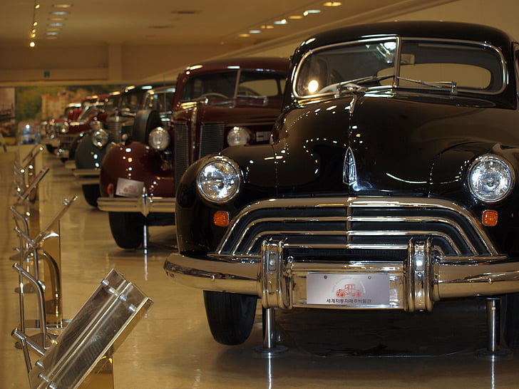 Museo de coches, coche, Isla de Jeju, cromo, estilo retro, lujo, pasado de moda