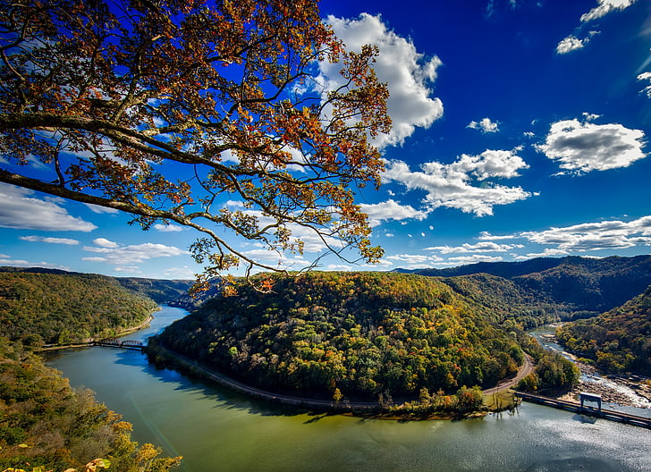 ウェスト バージニア州, ホースシュー ・ ベンド, 川, 新しい川, 秋, 秋, 風景