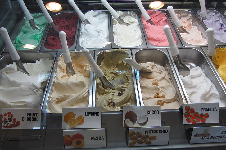 Taliansko, zmrzlina, Zmrzlinový salón, jedlo