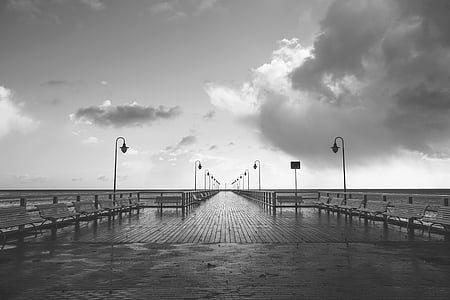 Boardwalk, Pier, eau, mer, Côte, océan, détente