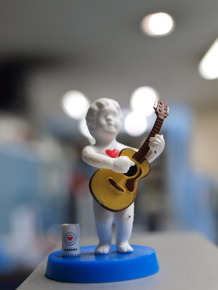 toy, miniature, musician, guitar, love, music