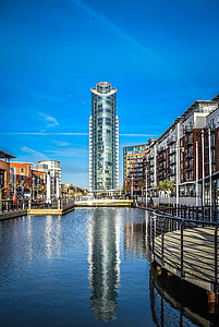 portsmouth, england, hampshire, buildings, tower, city, quays