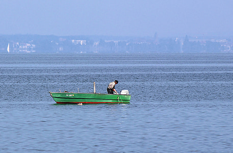 Фишер, риба, обувка, рибарска лодка, езеро, Боденското езеро, romanshorn