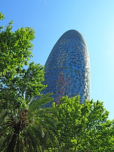 skyscraper, barcelona, sky, building, facade, architecture, city