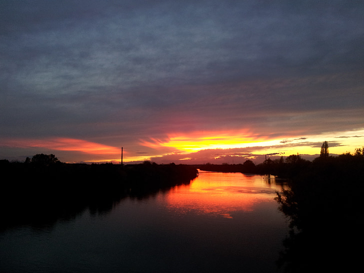 posta de sol, principals, Alemanya, riu
