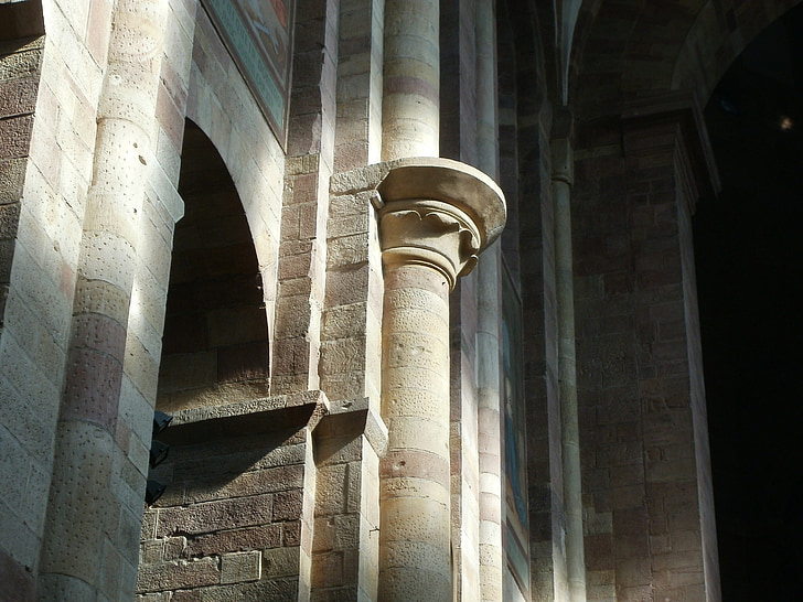 Speyer, Dom, interiør, romansk, store bokstaver, arkitektur, katedralen