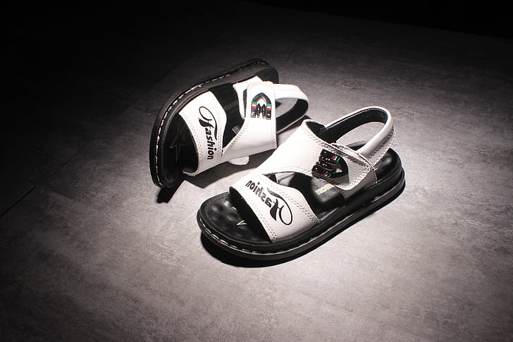 children's shoes, sandals, breathable, black background, sport, shoe, black Color