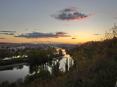 Moldavië, rivier, landschap, Twilight, hemel, Afterglow, sfeer