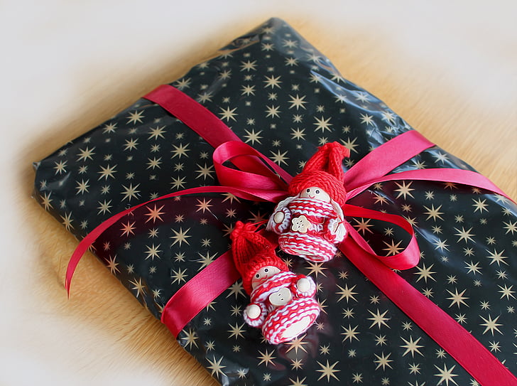 paquete, regalo, sorpresas, embalaje, bajo el árbol, skøjfe, cinta