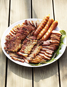 Свинина, Колбаса, утка барбекю, питание, мясо, на гриле, Барбекю