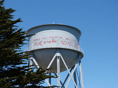 alcatraz, water tower, california, san francisco, historic, native americans, cultural landmark