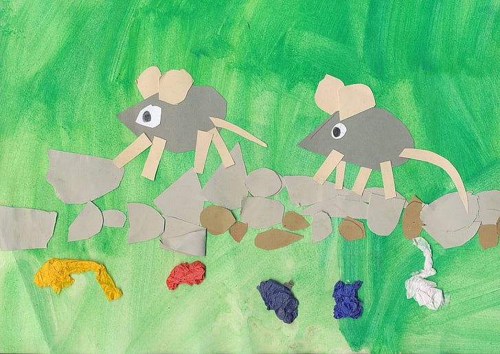 image, children picture, tinker, bastelnarbeit, kindergarten, mice, children drawing