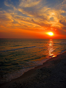 praia, pôr do sol, Florida, Praia do sol, oceano, mar, céu