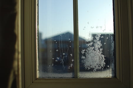 fehér, ablak, ablaktábla, hó, falkes, téli, üveg - anyag