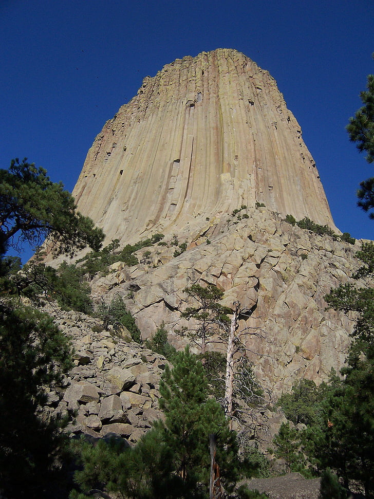 devils tower, national monument, wyoming, mountain, formation, rock, scenic