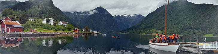 Noruega, Grise Fiord, paisatge, l'aigua, reflexió, dia, vaixell nàutica