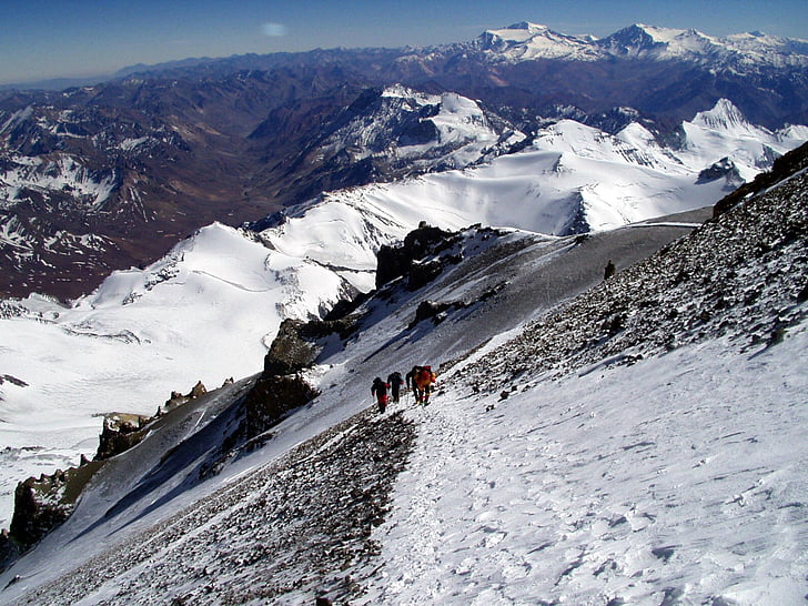 Aconcagua, expedice, Andes, Argentina, Vyšplhejte na vrchol, vzestup, horolezectví