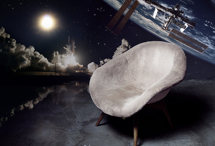 armchair, piece of furniture, space, celebrities, earth, spaceship, star