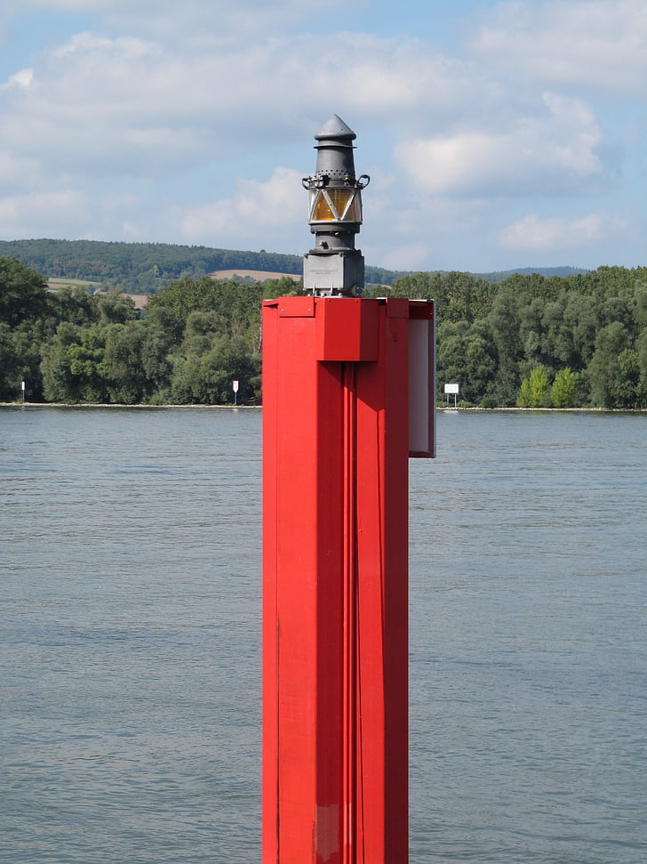 senyal, d'enviament, Rin, riu, llum, llum d'advertència, paisatge fluvial