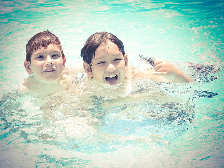 เด็ก, สระว่ายน้ำ, สนุก, ฤดูร้อน, เด็กที่กำลังเล่น, เด็ก, คน