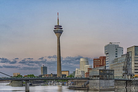 Düsseldorf, Media harbour, arhitektuur, hoone, kaasaegne, Port, Teletorn