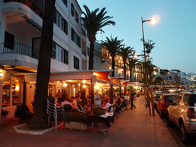 Restaurant, terrasse, Menorca, udendørs, Café, sommer, middag
