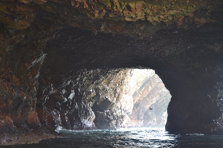pedra, túnel, Costa