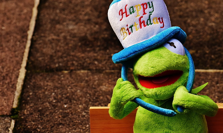 день народження, Вітаємо, Керміт, жаба, Вітальна листівка, радість, удачі