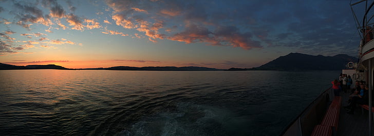 Lake lucerne bölge, Afterglow, günbatımı, Yaz, Güneş, alacakaranlık, gökyüzü