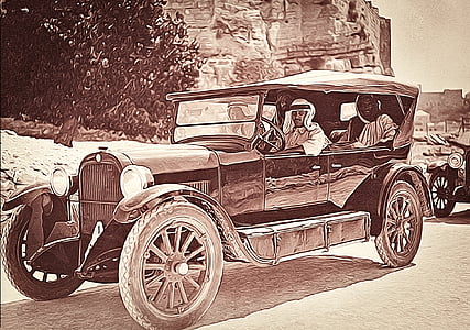 zabytkowe samochody, Vintage, stary, Arabowie, Pustynia, klasyczny samochód, zabytkowych samochodów